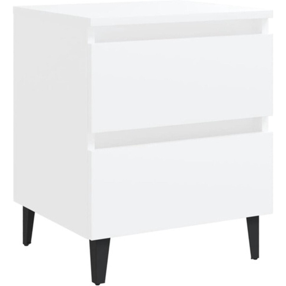 vidaXL - Nachtkastje - 40x35x50 - cm - bewerkt - hout - wit vidaXL - Nachtkastje - 40x35x50 - cm - bewerkt - hout - wit afbeelding 1