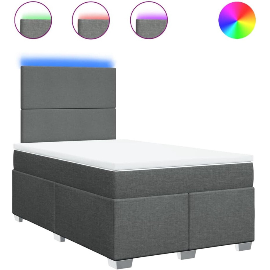 vidaXL - Boxspring - met - matras - stof - donkergrijs - 120x200 - cm vidaXL - Boxspring - met - matras - stof - donkergrijs - 120x200 - cm afbeelding 1