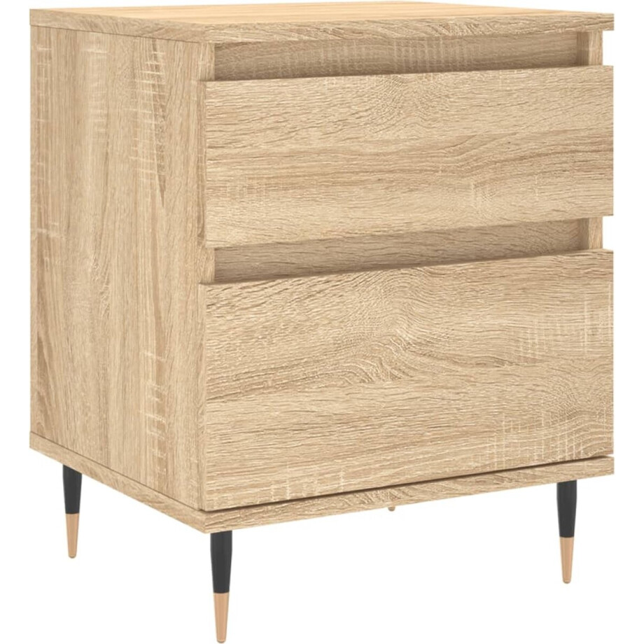 vidaXL - Nachtkastje - 40x35x50 - cm - bewerkt - hout - sonoma - eikenkleurig vidaXL - Nachtkastje - 40x35x50 - cm - bewerkt - hout - sonoma - eikenkleurig afbeelding 1