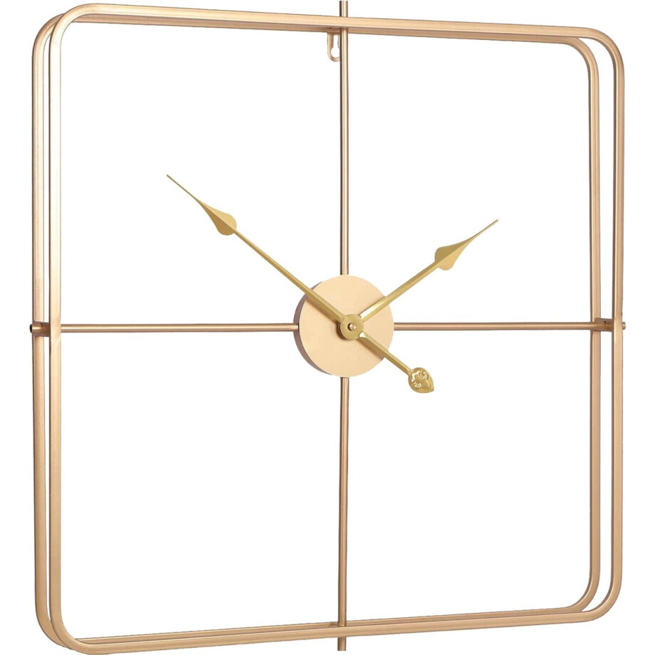 LW Collection Moderne gouden Klok 80cm - Grote industriële wandklok goud - minimalistische vierkante wandklok industrieel LW Collection Moderne gouden Klok 80cm - Grote industriële wandklok goud - minimalistische vierkante wandklok industrieel afbeelding 1
