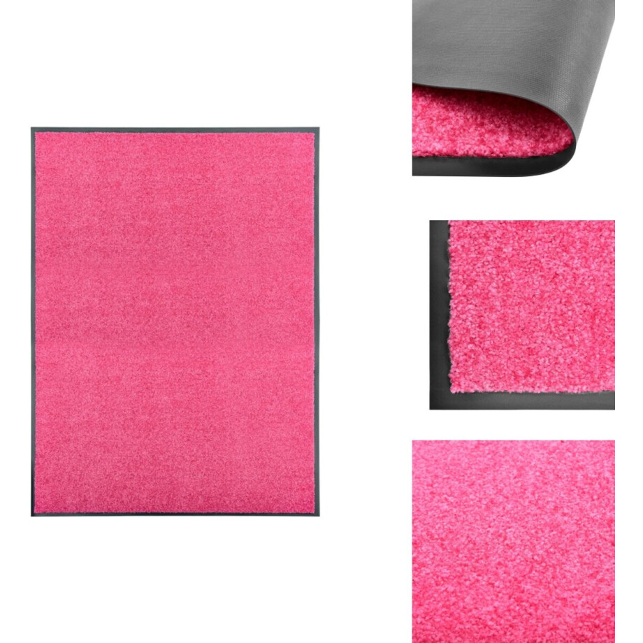 vidaXL Mat - Matten - Deurmat - Deurmatten - Deurmat wasbaar 90x120 cm roze vidaXL Mat - Matten - Deurmat - Deurmatten - Deurmat wasbaar 90x120 cm roze afbeelding 1