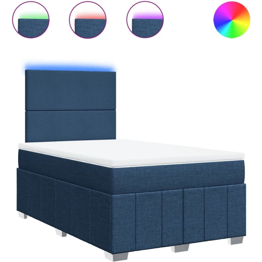 vidaXL - Boxspring - met - matras - stof - blauw - 120x190 - cm afbeelding 1