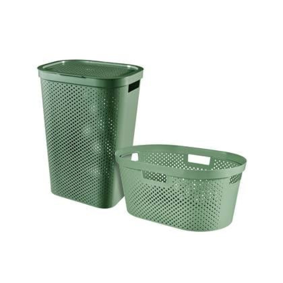 Curver Infinity Recycled Wasmand 60L + Wasmand 40L - Groen afbeelding 1
