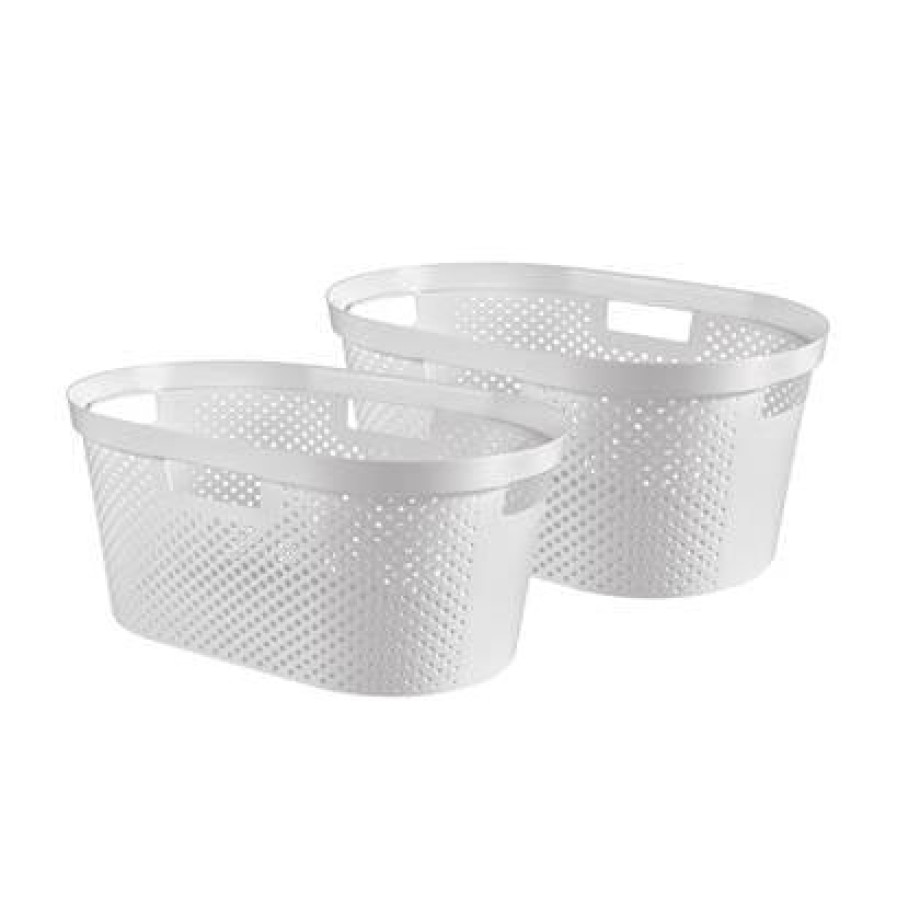Curver Infinity Recycled Dots Wasmand - 40L - 2 stuks - Wit afbeelding 1