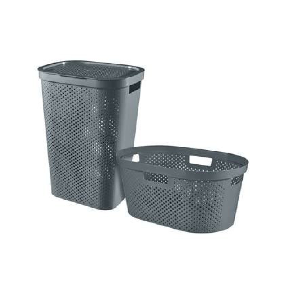 Curver Infinity Recycled Wasmand 60L + Wasmand 40L - Grijs afbeelding 1