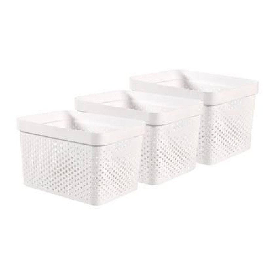 Curver Infinity Recycled Dots Opbergbox - 17L - 3 stuks - Wit afbeelding 1