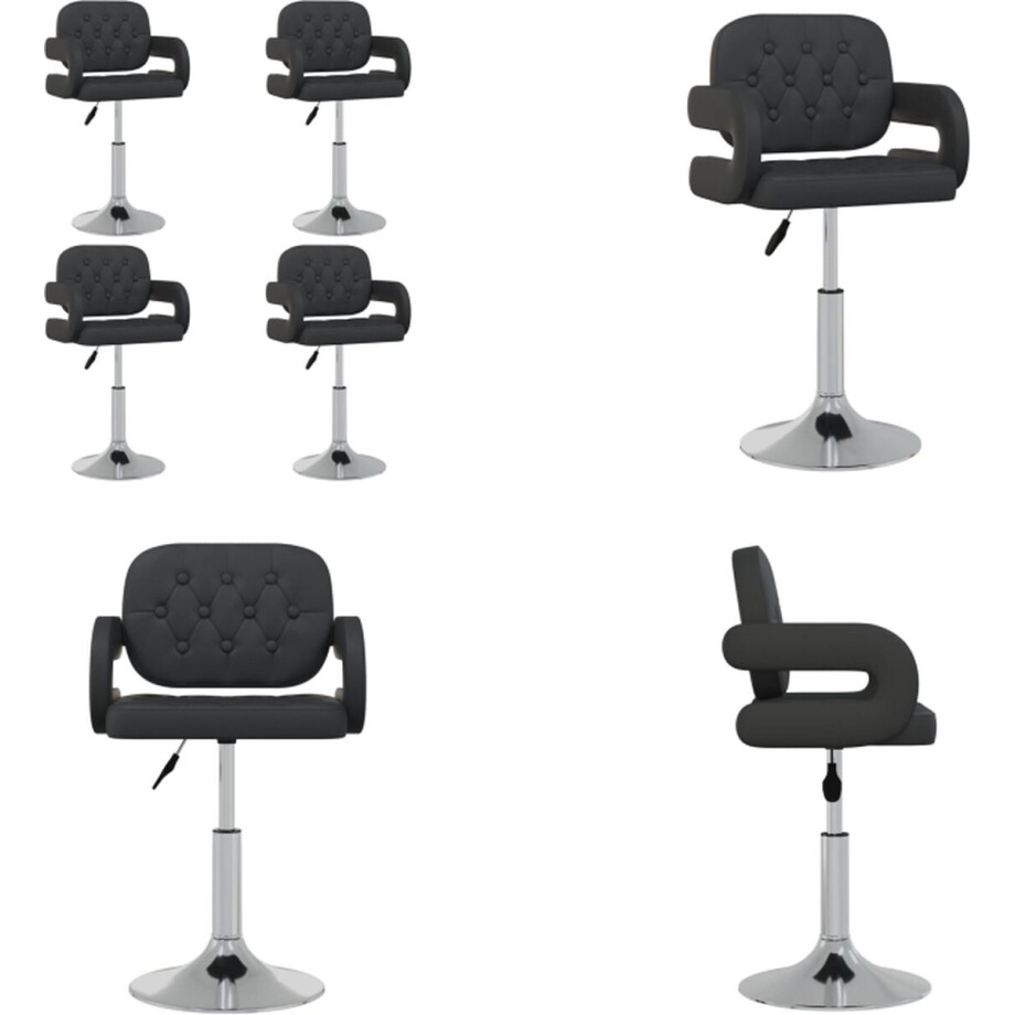 vidaXL - Eetkamerstoelen - draaibaar - 4 - st - kunstleer - zwart afbeelding 1