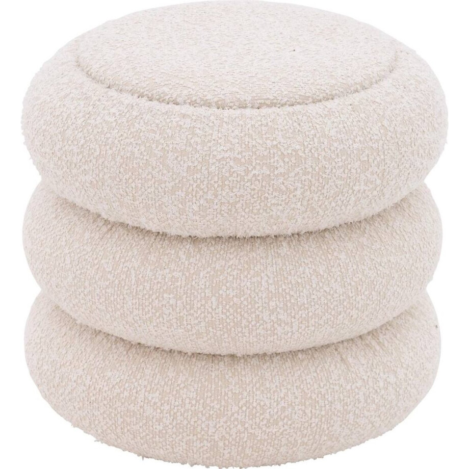 Goossens Nachtkastje Cloud, Rond 42 Cm, 42 Cm Hoog, Incl. Glasblad Rond Opleg - Stof Beige afbeelding 1
