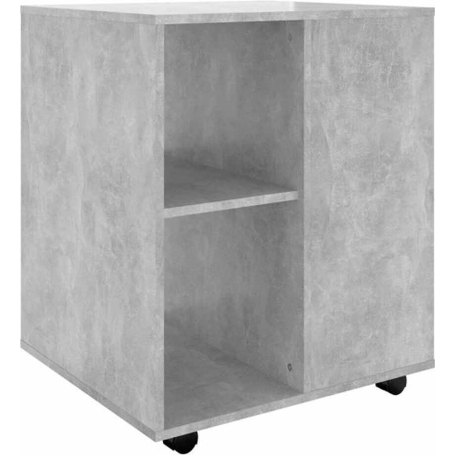 vidaXL - Kast - verrijdbaar - 60x53x72 - cm - spaanplaat - betongrijs afbeelding 1