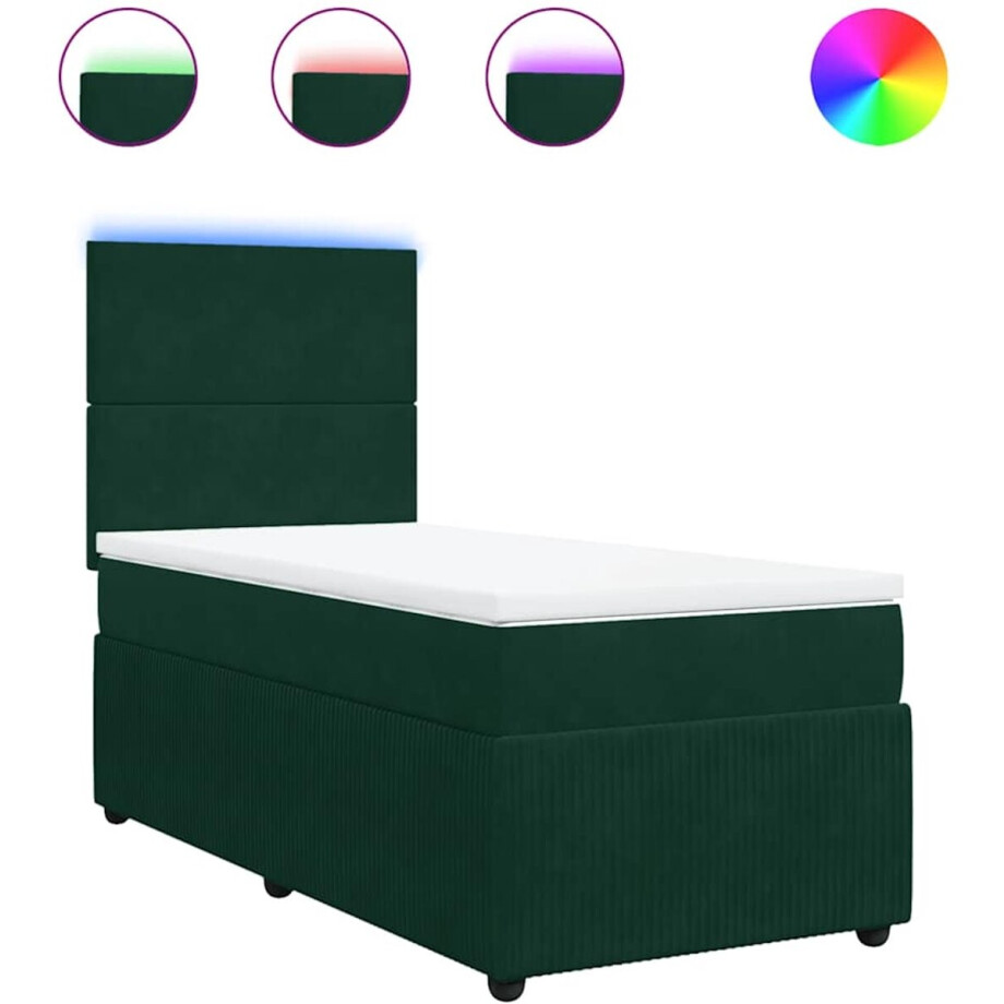 vidaXL - Boxspring - met - matras - fluweel - donkergroen - 90x190 - cm vidaXL - Boxspring - met - matras - fluweel - donkergroen - 90x190 - cm afbeelding 1