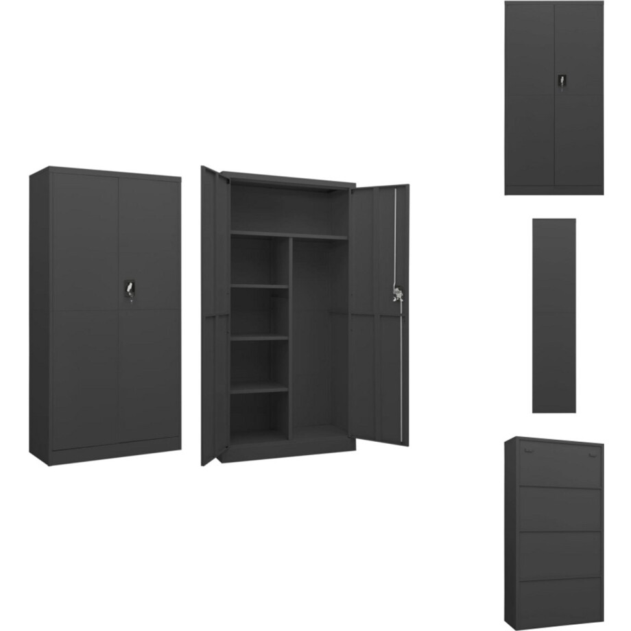 vidaXL Lockerkast - Lockerkasten - Locker Kast - Locker Kasten - Lockerkast 90x40x180 cm staal antracietkleurig afbeelding 1