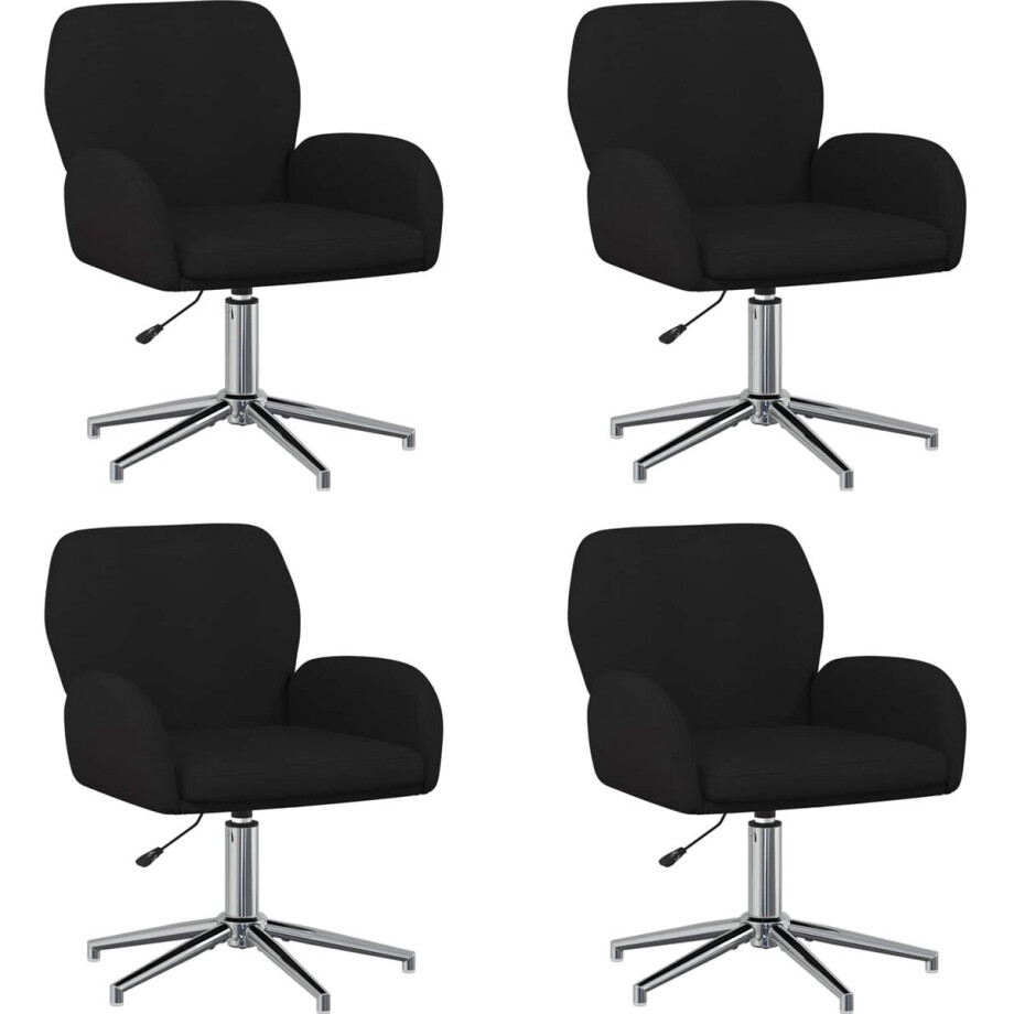 vidaXL - Draaibureau - stoelen - 4 - st - 54 - x - 58 - x - 90 - cm - Zwart - Stof afbeelding 1