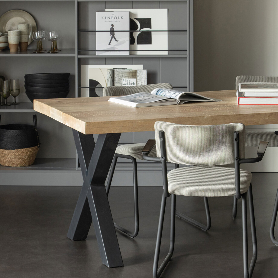 WOOOD Eettafel 'Tablo' Mangohout, met X-poot, 180 x 90cm afbeelding 