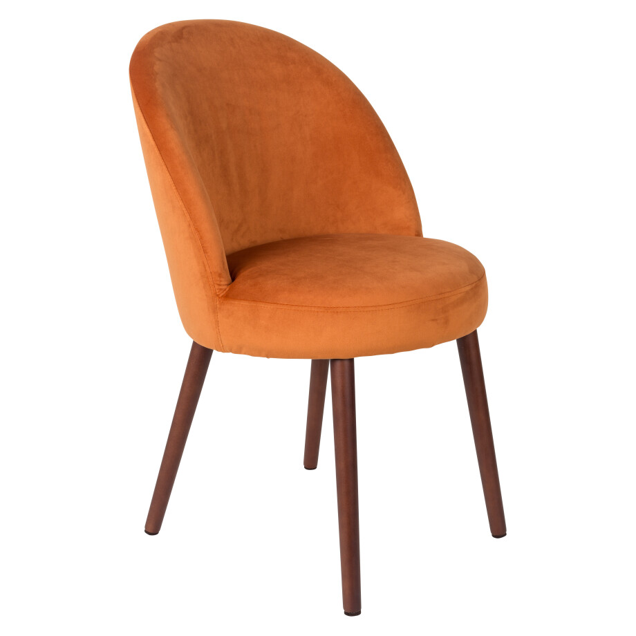 Dutchbone Eetkamerstoel 'Barbara' Velvet, kleur Oranje afbeelding 1