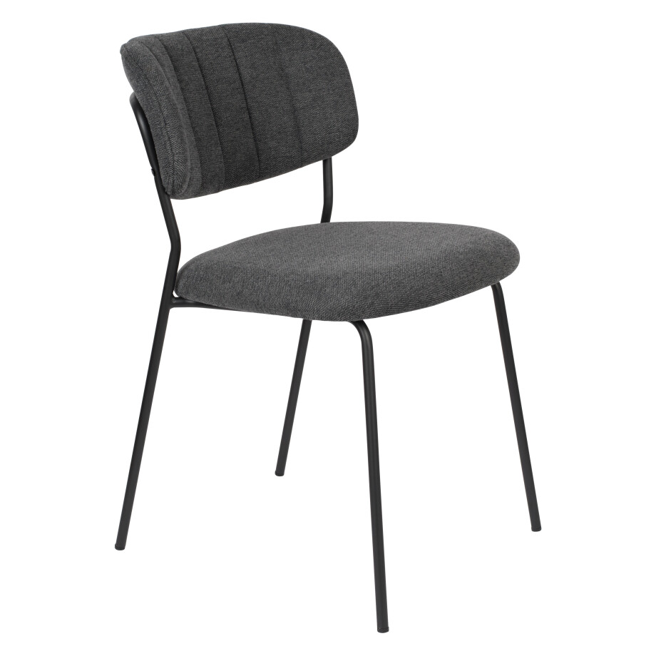 ZILT Eetkamerstoel 'Kolten' kleur Zwart/Donkergrijs ZILT Eetkamerstoel 'Kolten' kleur Zwart/Donkergrijs afbeelding 1