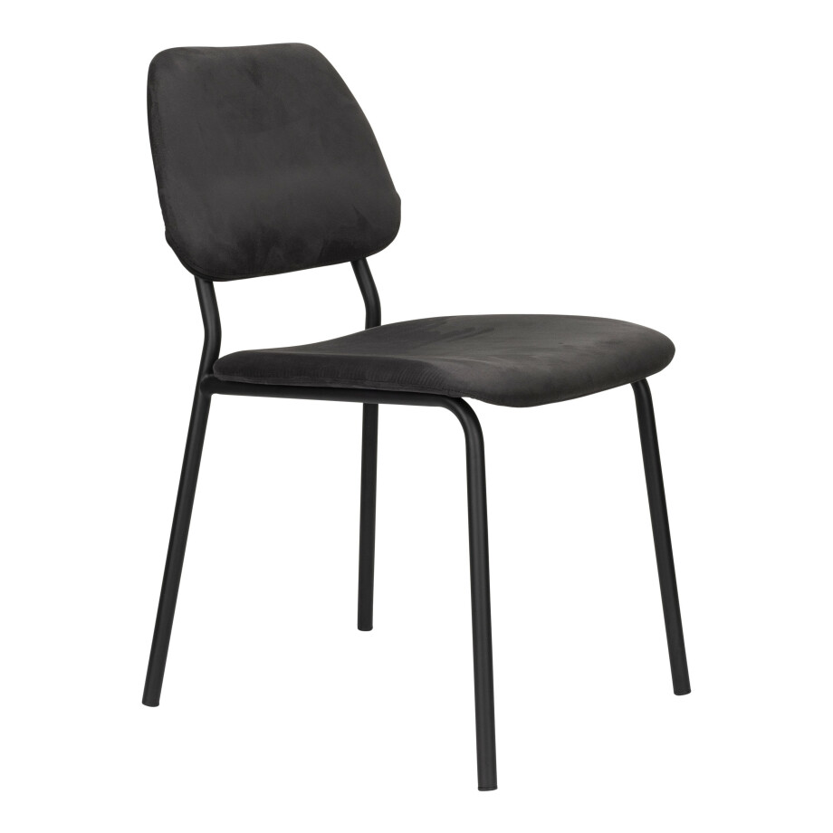 Dutchbone Eetkamerstoel 'Darby' Velvet, kleur Zwart Dutchbone Eetkamerstoel 'Darby' Velvet, kleur Zwart afbeelding 1