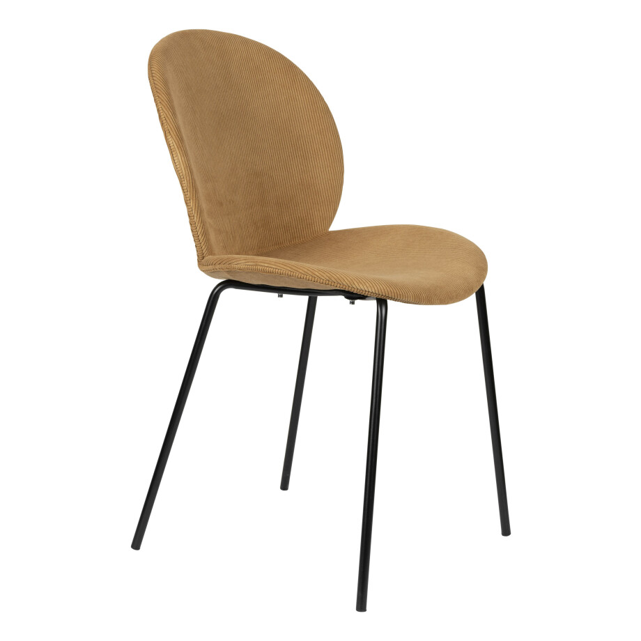 Zuiver Eetkamerstoel 'Bonnet' Ribstof, kleur Okergeel Zuiver Eetkamerstoel 'Bonnet' Ribstof, kleur Okergeel afbeelding 1