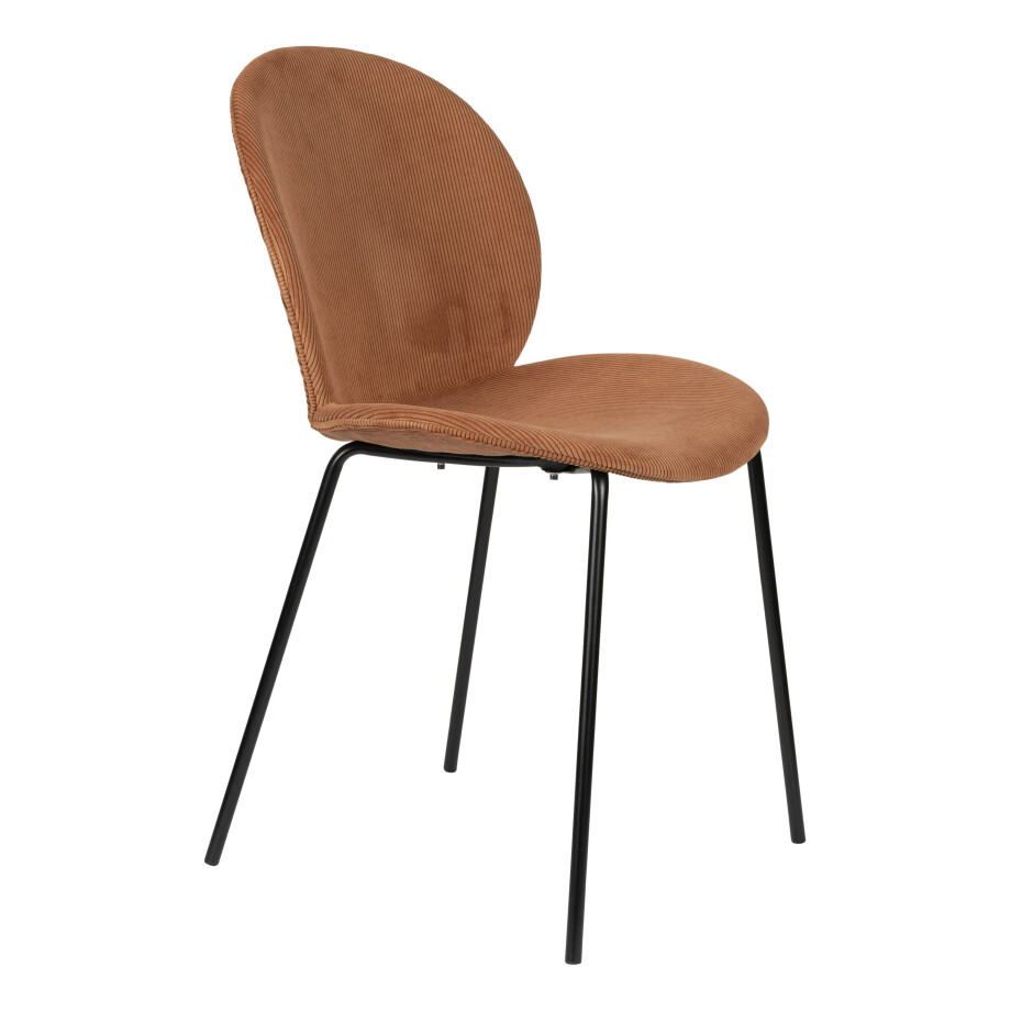 Zuiver Eetkamerstoel 'Bonnet' Ribstof, kleur Terracotta Zuiver Eetkamerstoel 'Bonnet' Ribstof, kleur Terracotta afbeelding 1