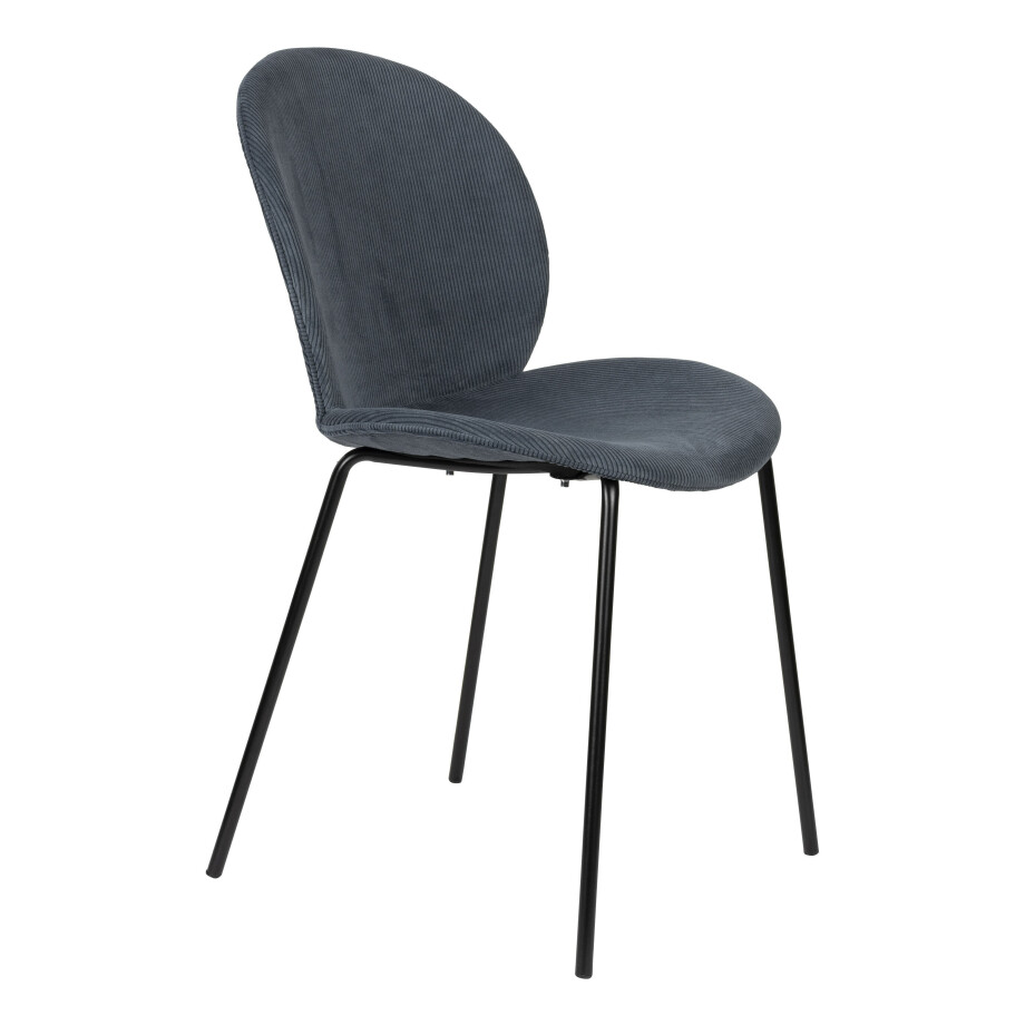 Zuiver Eetkamerstoel 'Bonnet' Ribstof, kleur Blauw Zuiver Eetkamerstoel 'Bonnet' Ribstof, kleur Blauw afbeelding 1