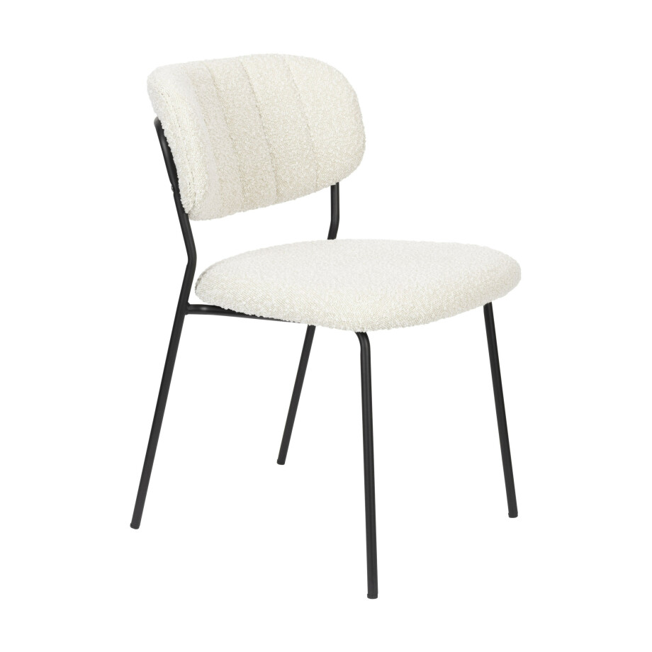 ZILT Eetkamerstoel 'Maris' Bouclé, kleur Crème ZILT Eetkamerstoel 'Maris' Bouclé, kleur Crème afbeelding 1