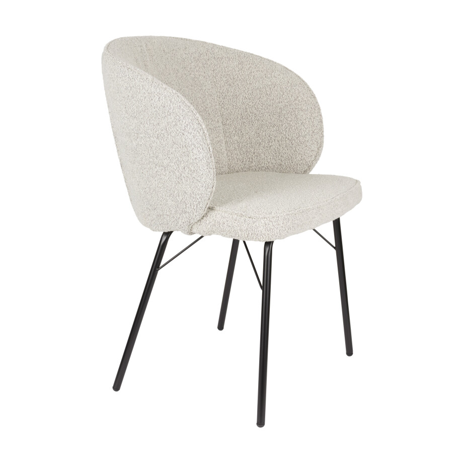 ZILT Eetkamerstoel 'Lysandra' Bouclé, kleur Beige afbeelding 1