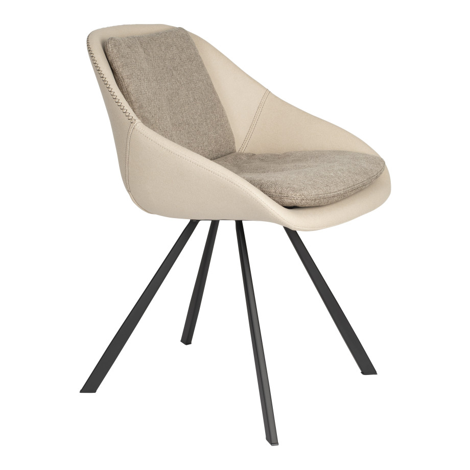 Dutchbone Eetkamerstoel 'Wakefield' kleur Ivory afbeelding 1