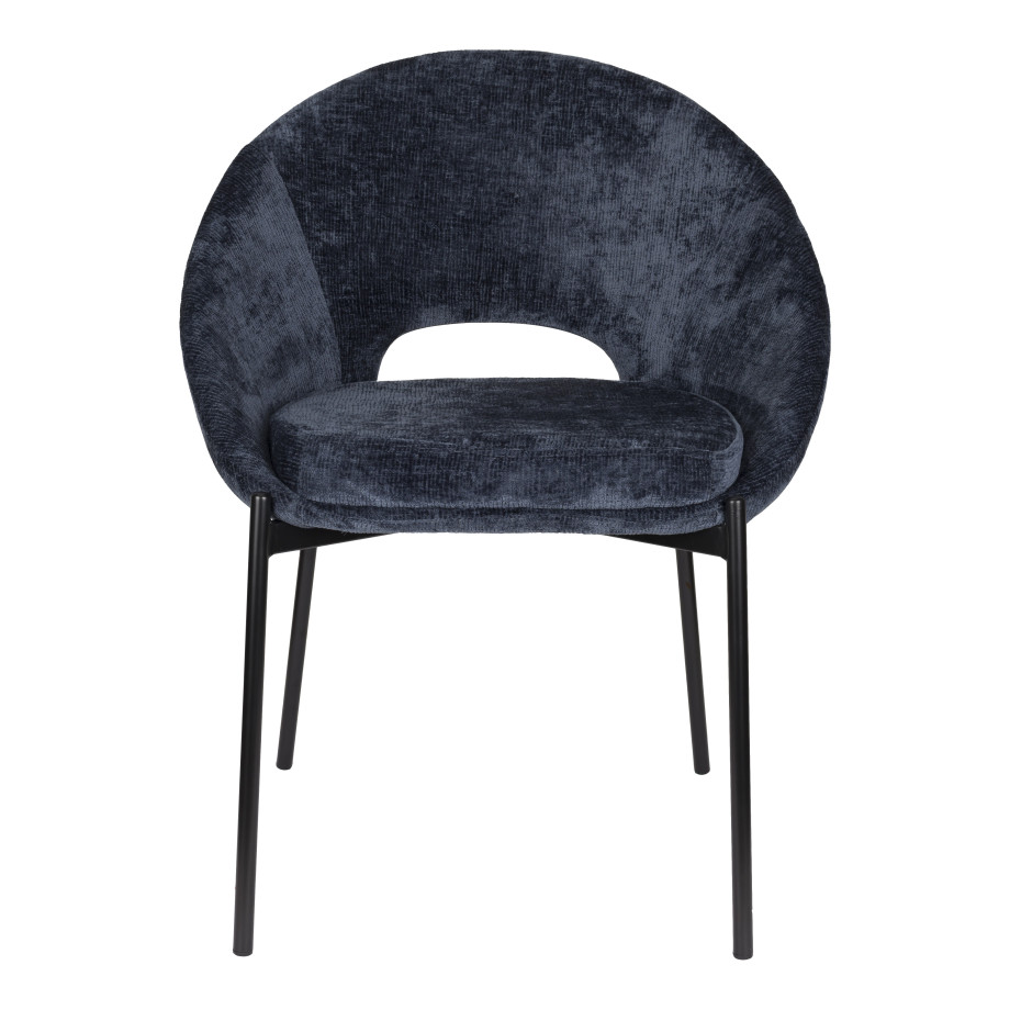 ZILT Eetkamerstoel 'Danon' Chenille, kleur Donkerblauw afbeelding 1