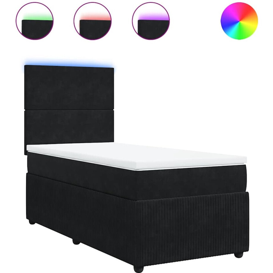 vidaXL - Boxspring - met - matras - fluweel - zwart - 100x200 - cm afbeelding 1
