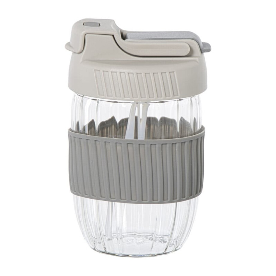 Glazen to-go beker - grijs - 350 ml afbeelding 