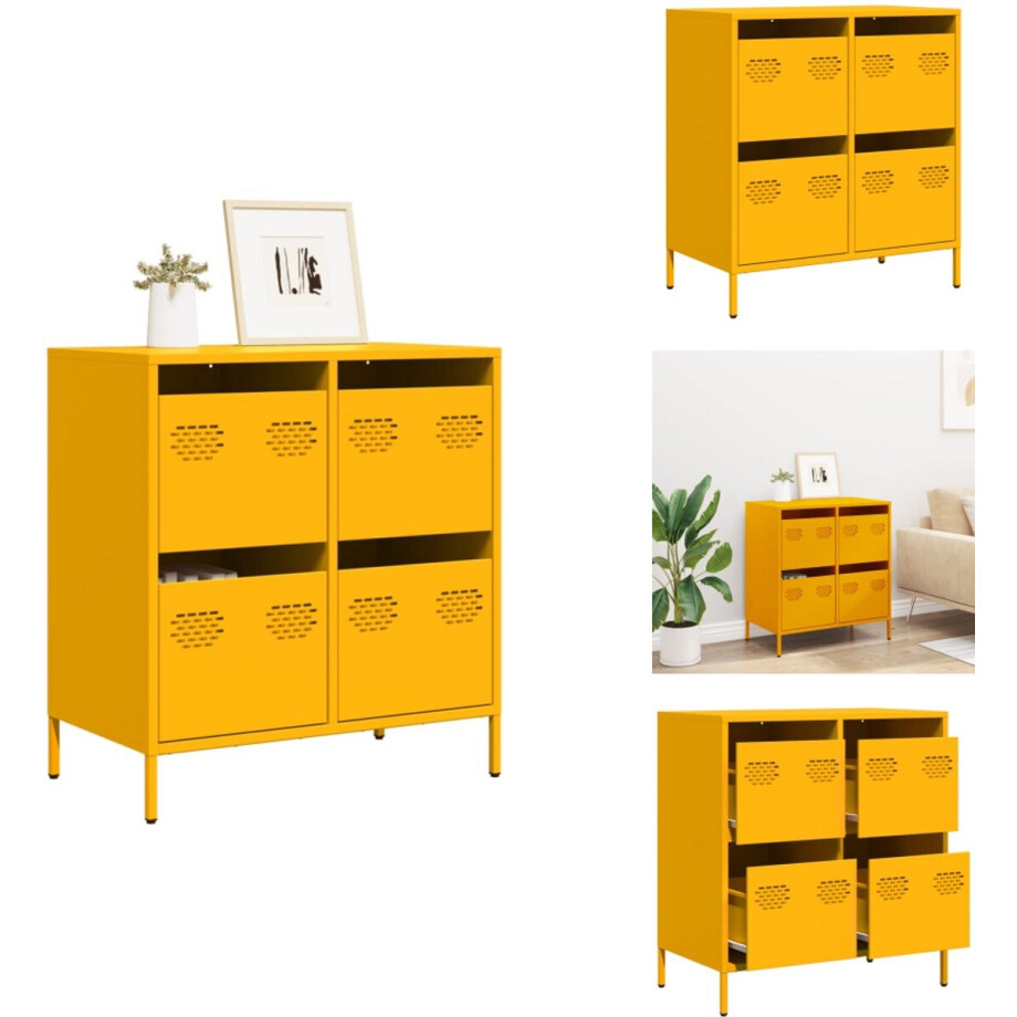 vidaXL Dressoir - Dressoirs - Opbergkast - Buffet - Dressoir 68x39x73,5 cm koudgewalst staal mosterdgeel vidaXL Dressoir - Dressoirs - Opbergkast - Buffet - Dressoir 68x39x73,5 cm koudgewalst staal mosterdgeel afbeelding 1