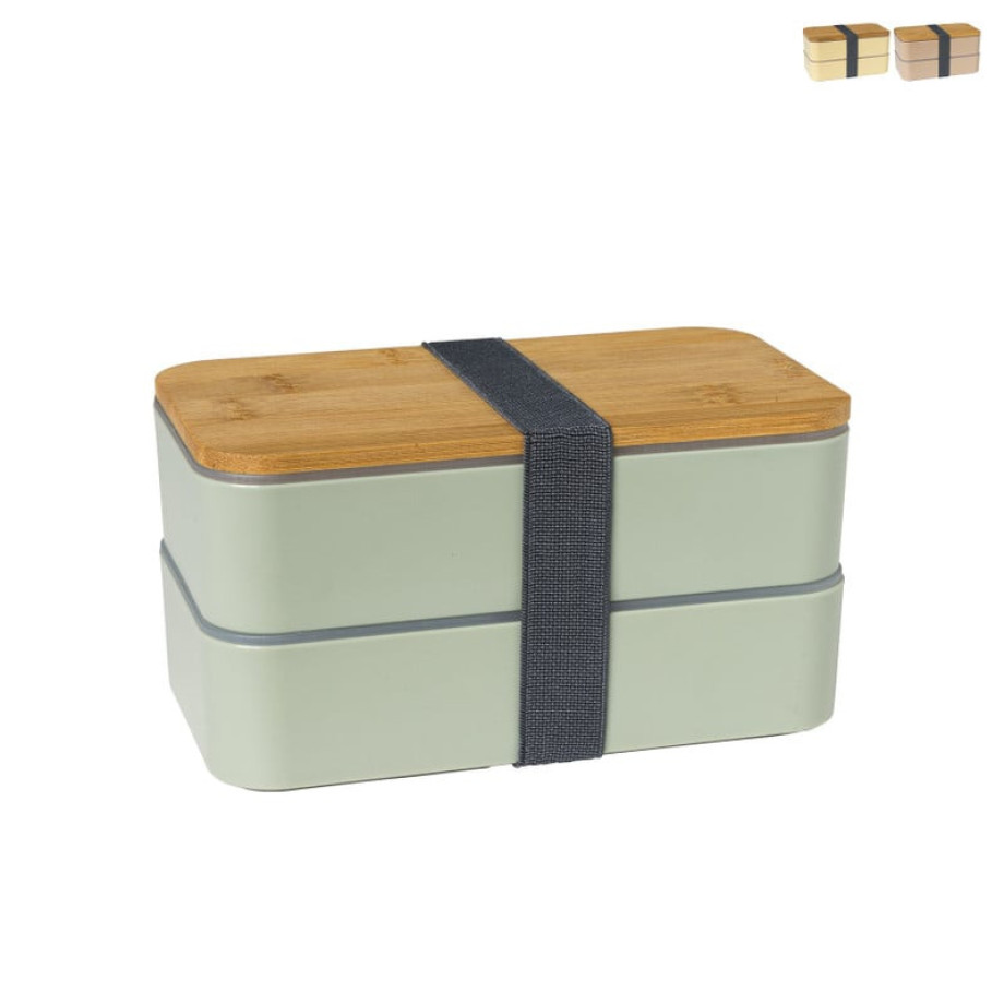 Lunchbox dubbel met bestek - diverse kleuren - 700 ml afbeelding 
