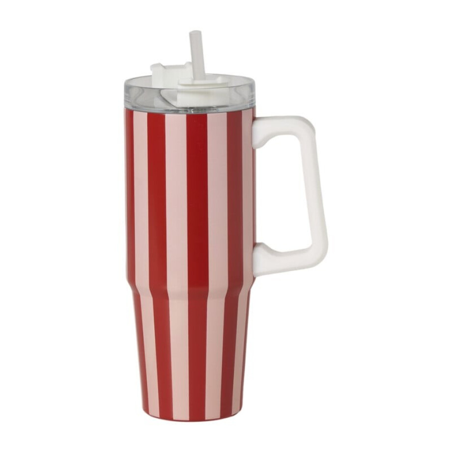 Drinkbeker streep - rood - 900 ml afbeelding 