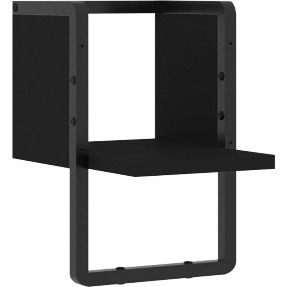 vidaXL - Wandschap - met - stang - 20x25x30 - cm - zwart vidaXL - Wandschap - met - stang - 20x25x30 - cm - zwart afbeelding 1