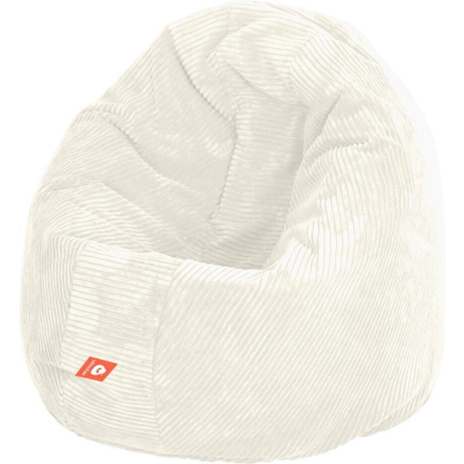 Whoober ronde zitzak Ibiza L ribcord wit - Wasbaar - Zacht en comfortabel afbeelding 1