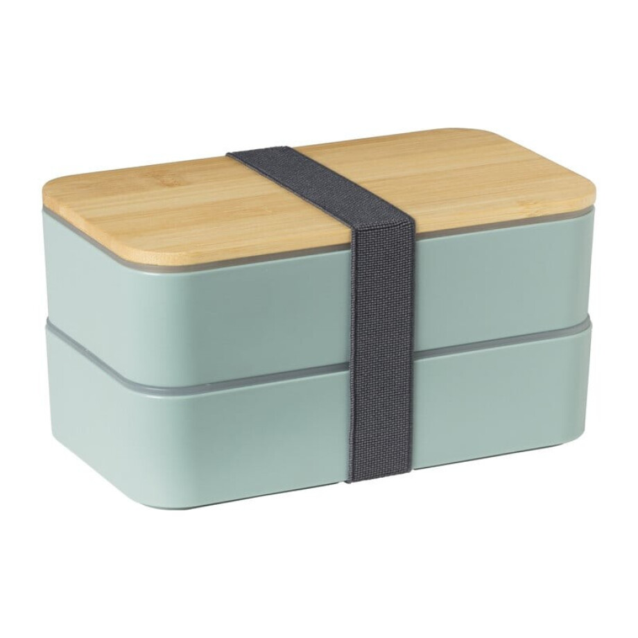 Lunchbox dubbel - groen - 9.5x18.5x10.5 cm Lunchbox dubbel - groen - 9.5x18.5x10.5 cm afbeelding