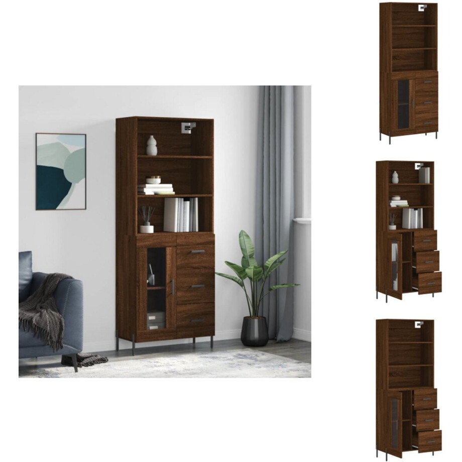 vidaXL Hoge Kast - Hoge Kasten - Dressoir - Buffetkast - Hoge kast 69,5x34x180 cm bewerkt hout bruin eikenkleur vidaXL Hoge Kast - Hoge Kasten - Dressoir - Buffetkast - Hoge kast 69,5x34x180 cm bewerkt hout bruin eikenkleur afbeelding 1