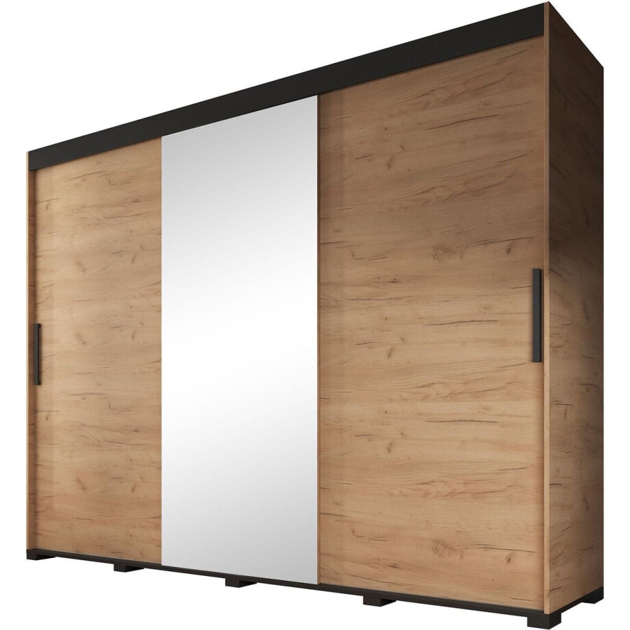Meubella - Kledingkast Brazil - Eiken - 250 cm - Met spiegel afbeelding 1