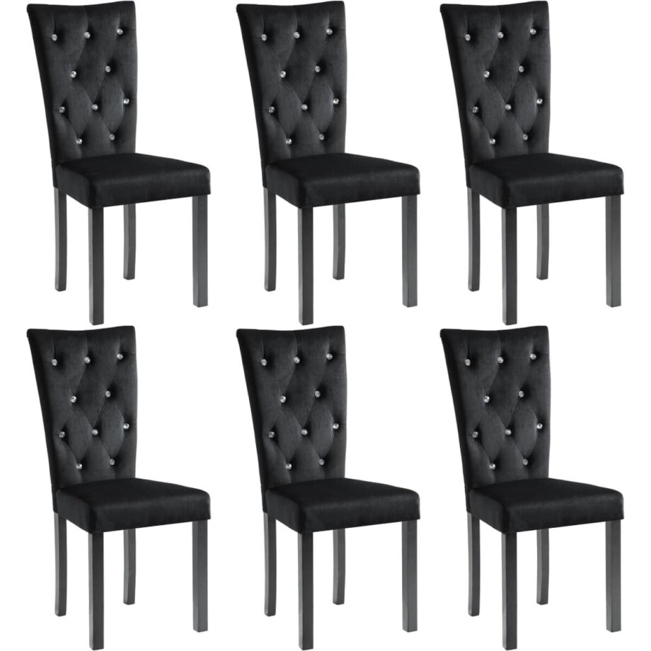 vidaXL - Eetkamerstoelen - 6 - st - fluweel - zwart vidaXL - Eetkamerstoelen - 6 - st - fluweel - zwart afbeelding 1