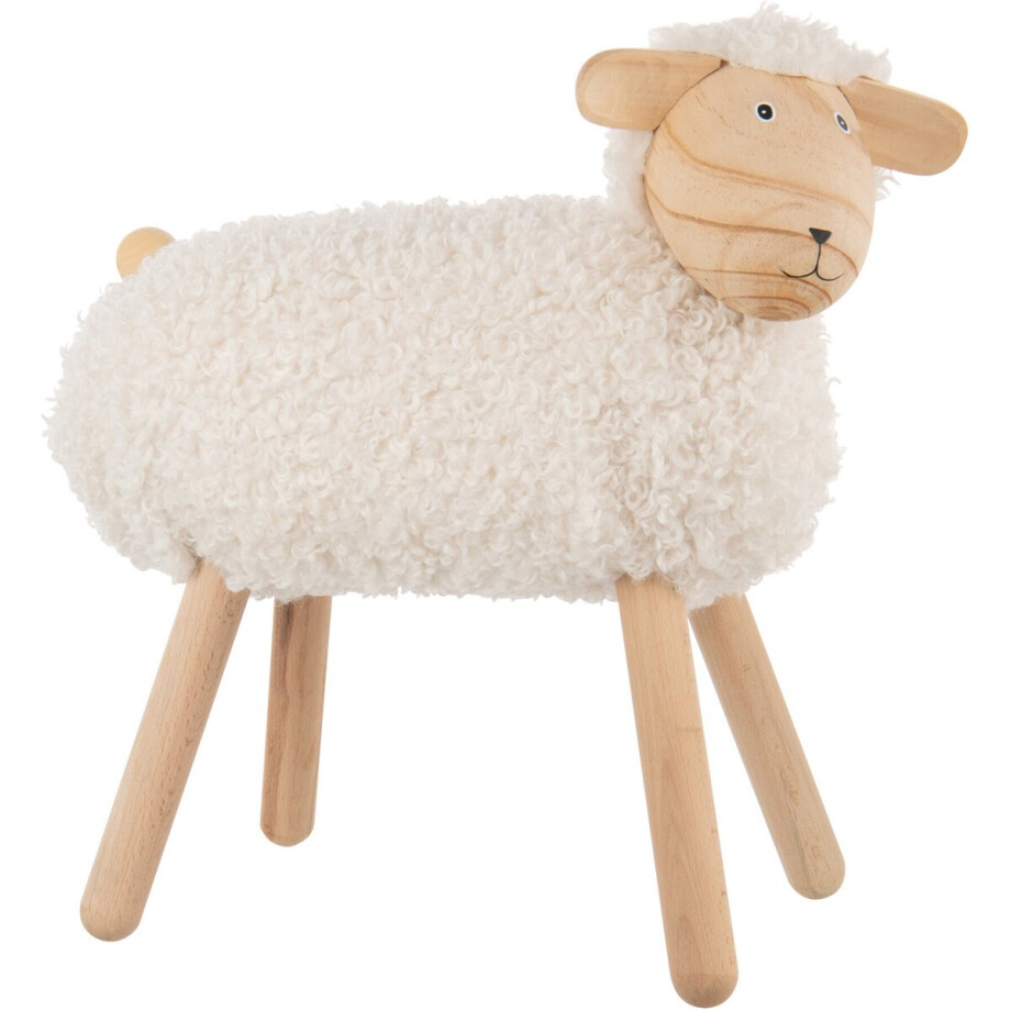 J-Line decoratie Schaap - hout/kunstbont naturel wit - large afbeelding 1