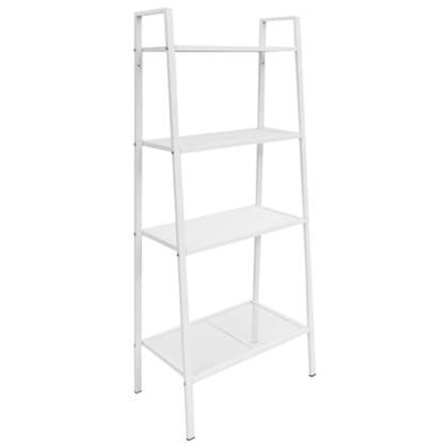 Prolenta Premium - Ladder boekenkast 4 schappen metaal wit afbeelding 1