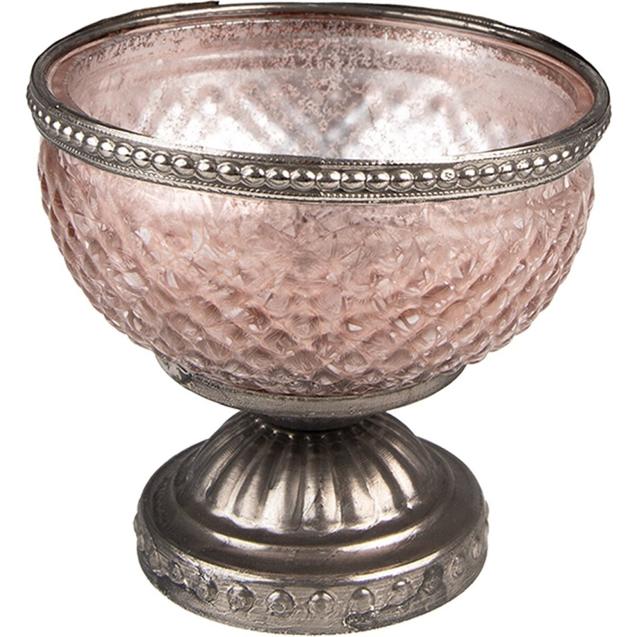 Clayre & Eef Theelichthouder Ø 11x10 cm Roze Glas afbeelding 1