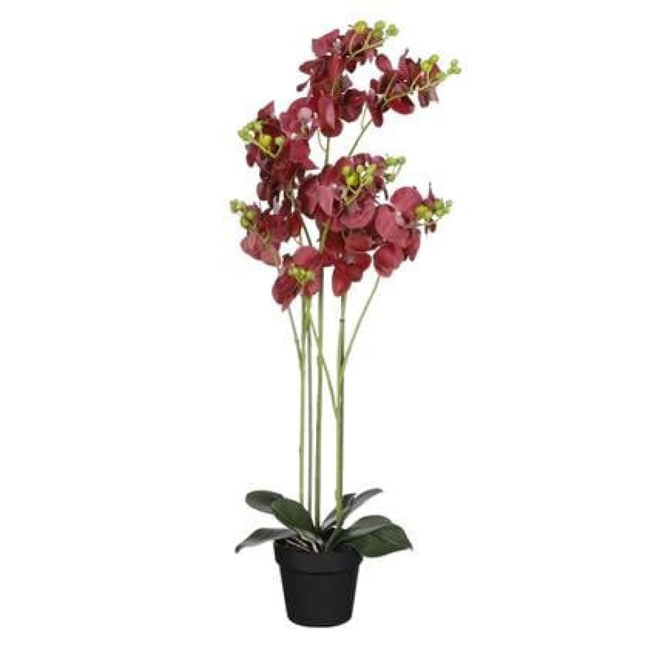 Mica Decorations Orchidee bloem kunstplant - rood - H90 x B30 cm afbeelding 1