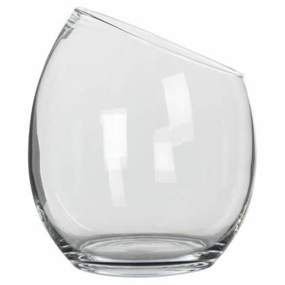 Mica Decorations schuine vaas|schaal - gerecycled glas - D28 x H32 cm afbeelding 1