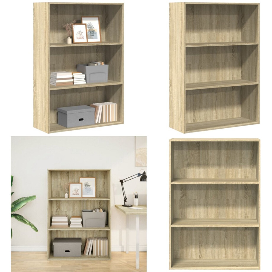 vidaXL Boekenkast 80x30x114 cm bewerkt hout sonoma eikenkleurig - Boekenkast - Boekenkasten - Boeken Plank - Schappenkast afbeelding 1