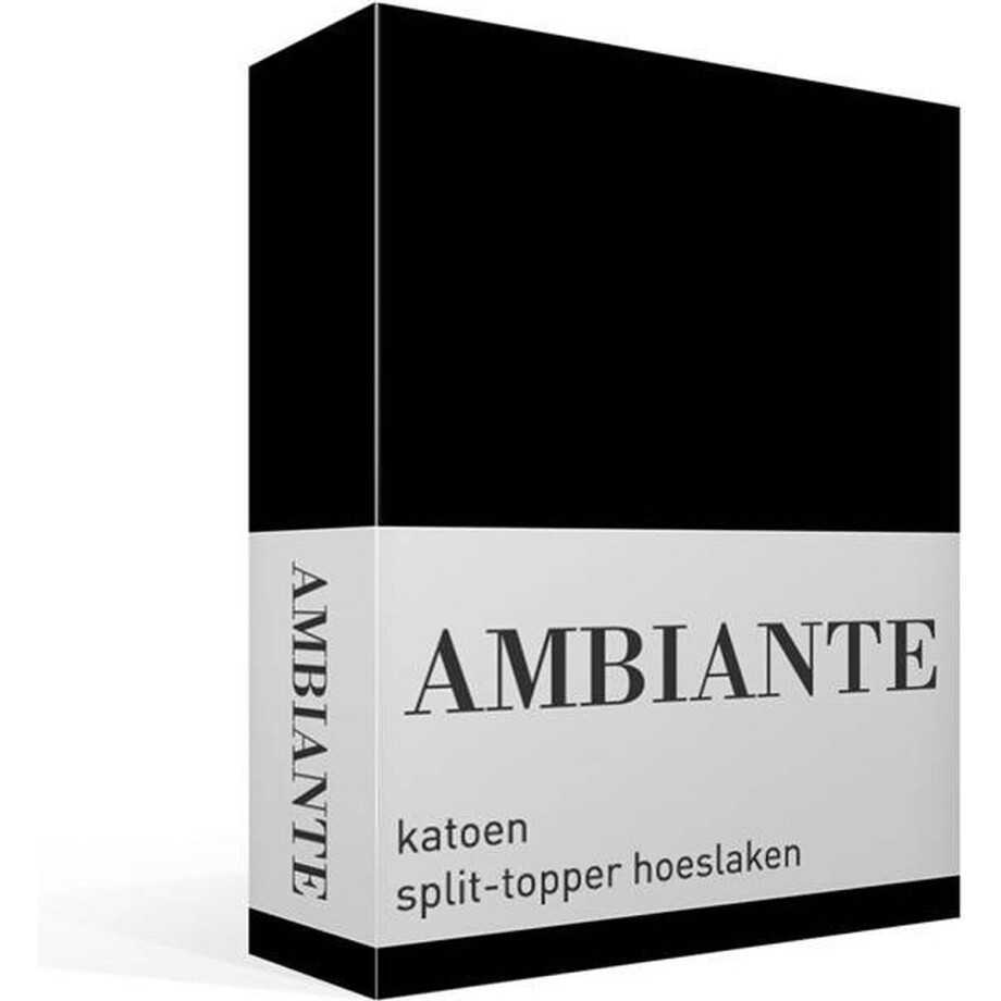 Ambiante Cotton Uni split-topper hoeslaken - Lits-jumeaux - Black Ambiante Cotton Uni split-topper hoeslaken - Lits-jumeaux - Black afbeelding 1