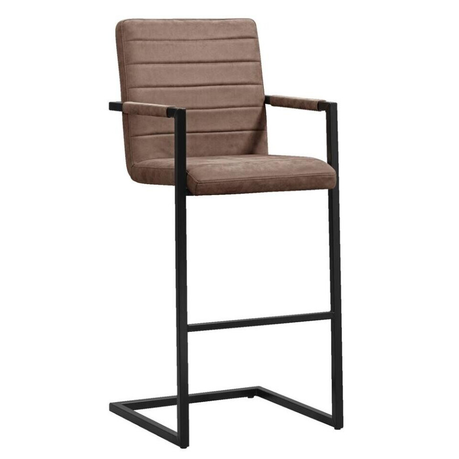 2e Halve Prijs Leen Bakker - Barkruk Lizzy - Cognac - Stof - Bruin - 50x122x55 Cm afbeelding 1