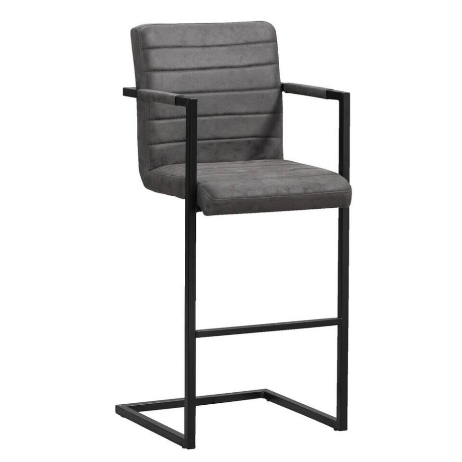 Leen Bakker - Barkruk Lizzy - Antraciet - Stof - Grijs - 55x50x122 Cm Leen Bakker - Barkruk Lizzy - Antraciet - Stof - Grijs - 55x50x122 Cm afbeelding 1