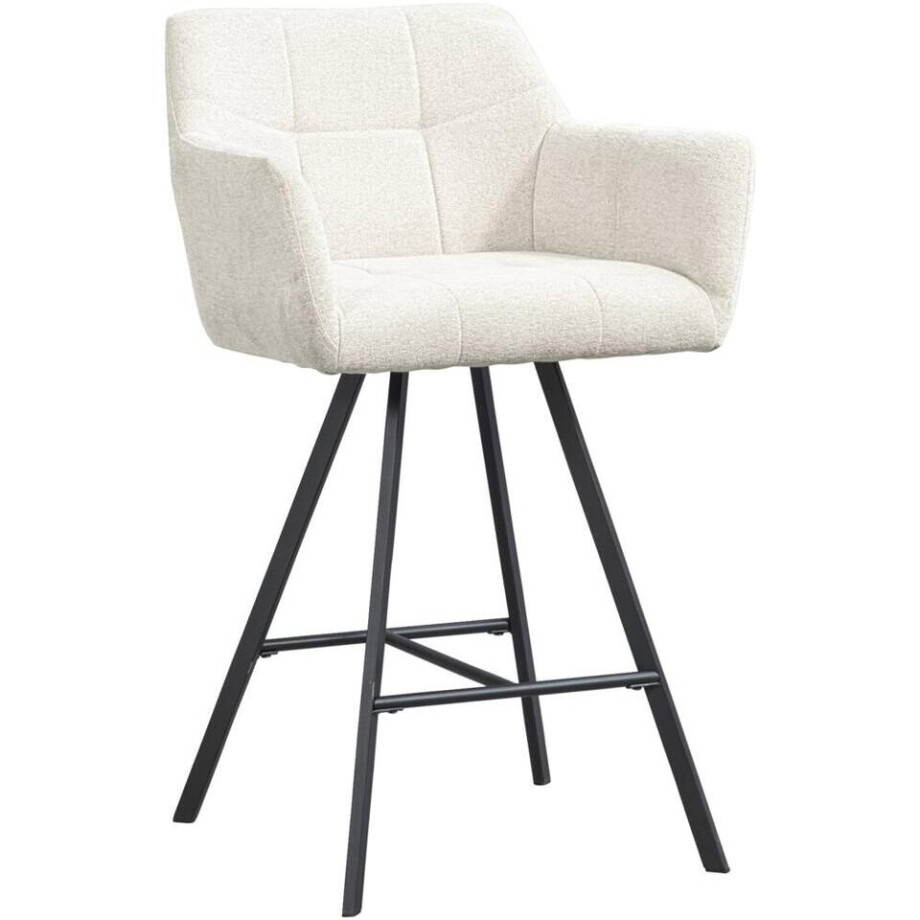 Leen Bakker - Barkruk Clint - Stof/Staal - Beige - 60x58.5x97 Cm afbeelding 1