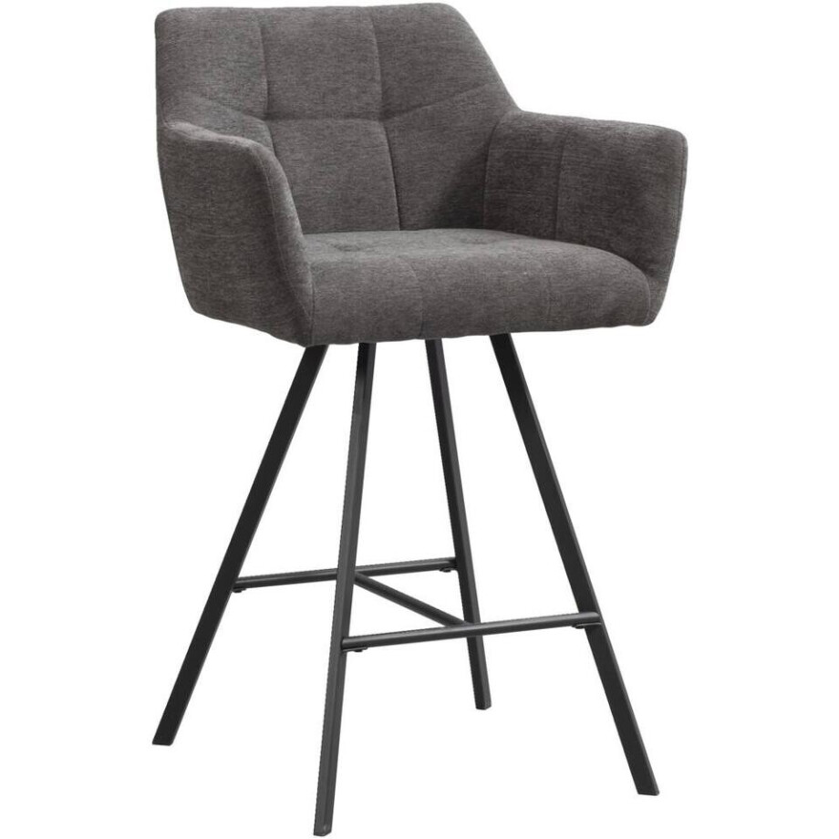 2e Halve Prijs Leen Bakker - Barkruk Clint - Antraciet - Stof/Staal - Grijs - 60x58.5x97 Cm afbeelding 1