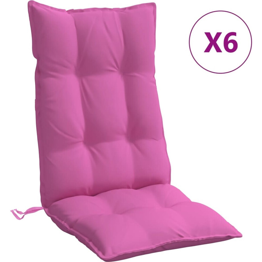 vidaXL - Stoelkussens - 6 - st - hoge - rug - oxford - stof - roze afbeelding 1